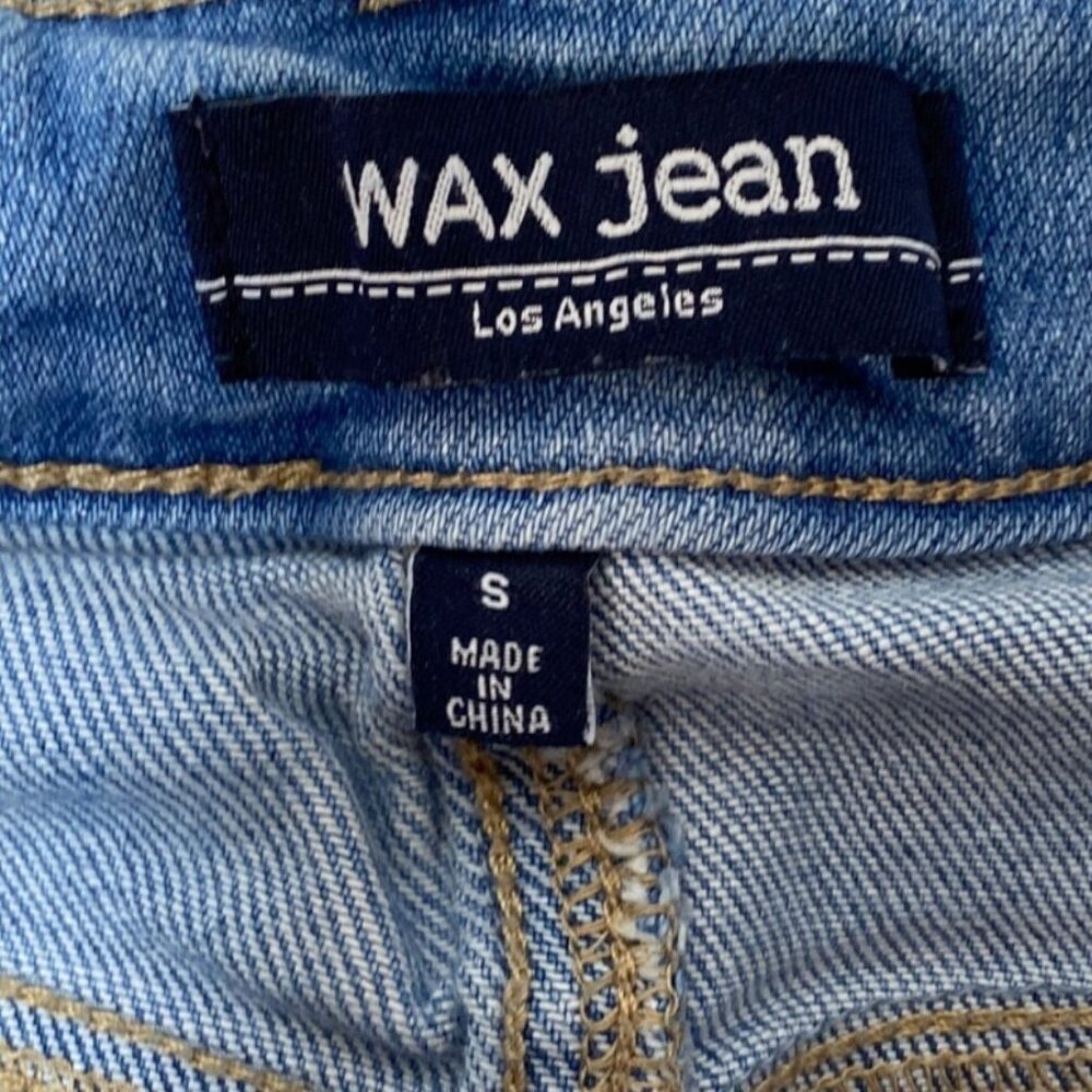 Wax Jean High Rise Button Fly Distressed Cut Off Denim Blue Jean Shorts Size S - Picture 6 of 9